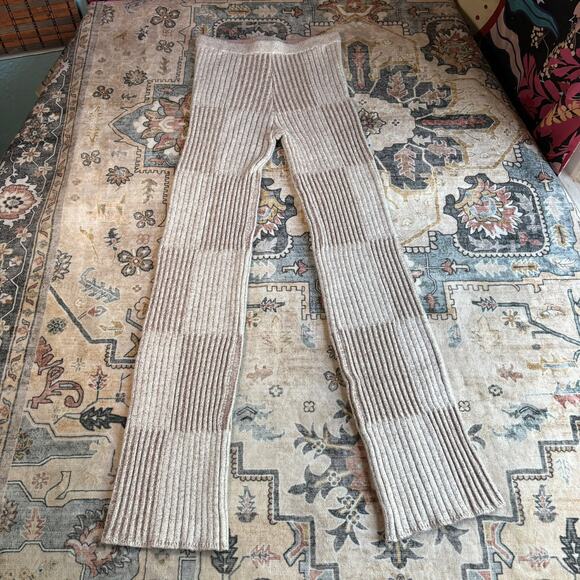 Find Me Now Free People Comfy Sweater Check Pants Knit Winter Anthro Size XS - Picture 1 of 8